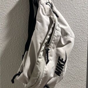 Nike White Sling Belt Bag with Black Logo